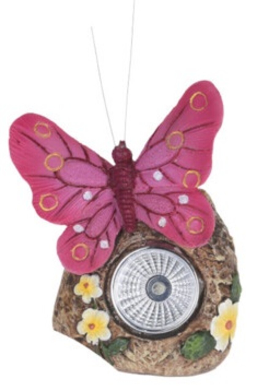 Butterfly Kerti Napelemes Lámpa, 9,5x7x11 Cm, Polisztirol, Rózsaszín