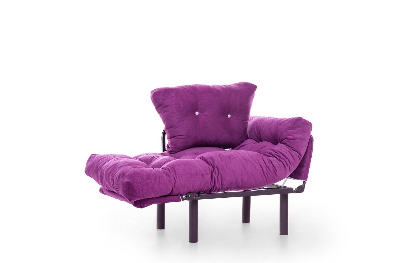 Hosszabbítható Karosszék Nitta Single, Futon, 135x70 Cm, Fém, Lila