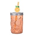Orange Pohár szívószállal, 500 ml, 10.5x11 cm, üveg, narancssárga