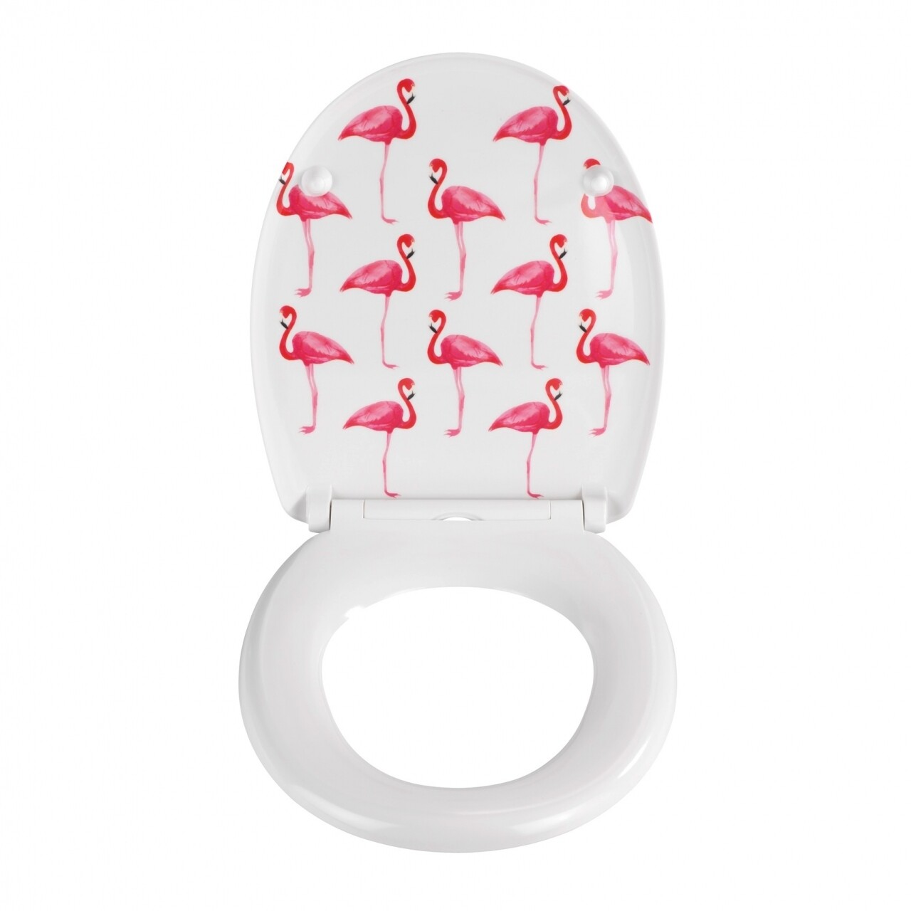 WC-fedél Automatikus Leeresztő Rendszerrel Flamingo, Wenko, 45 X 38 Cm, Duroplast, Fehér / Rózsaszín