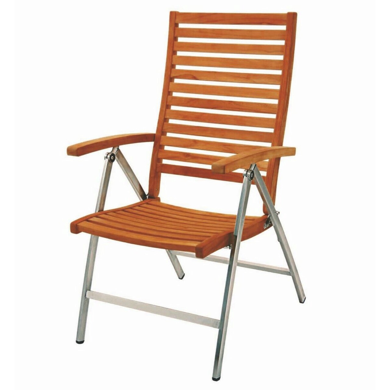 Bigbuy home norah kerti szék állítható háttámlával, 59.5 x 74.5 x 108 cm, akácfa/rozsdamentes acél