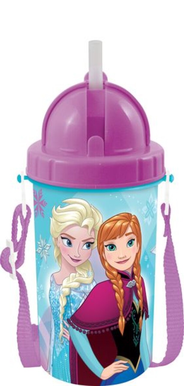 Frozen Vizespalack szívószállal, Disney, 400 ml, műanyag, színes