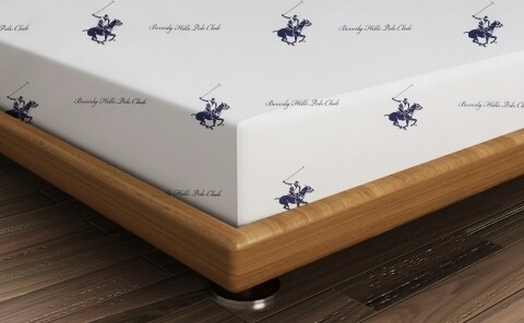 Cearceaf de pat dublu, 240x260 cm, 100% bumbac ranforce, Beverly Hills Polo Club, Red/White