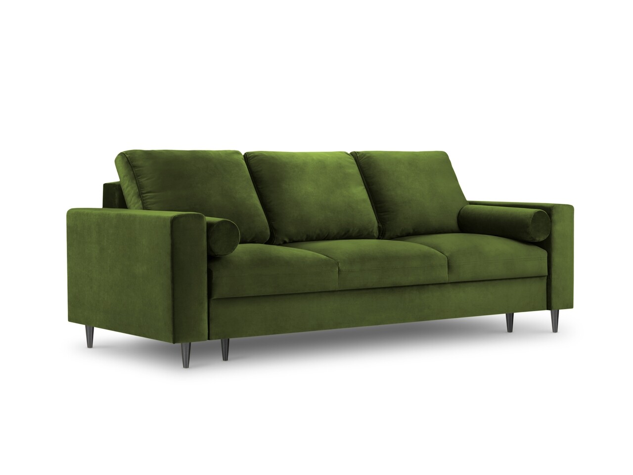 Mazzini sofas kanapéágy, camellia, mazzini kanapék, 3 ülőhely, tárolódobozzal, 220x100x92 cm, bársony, zöld