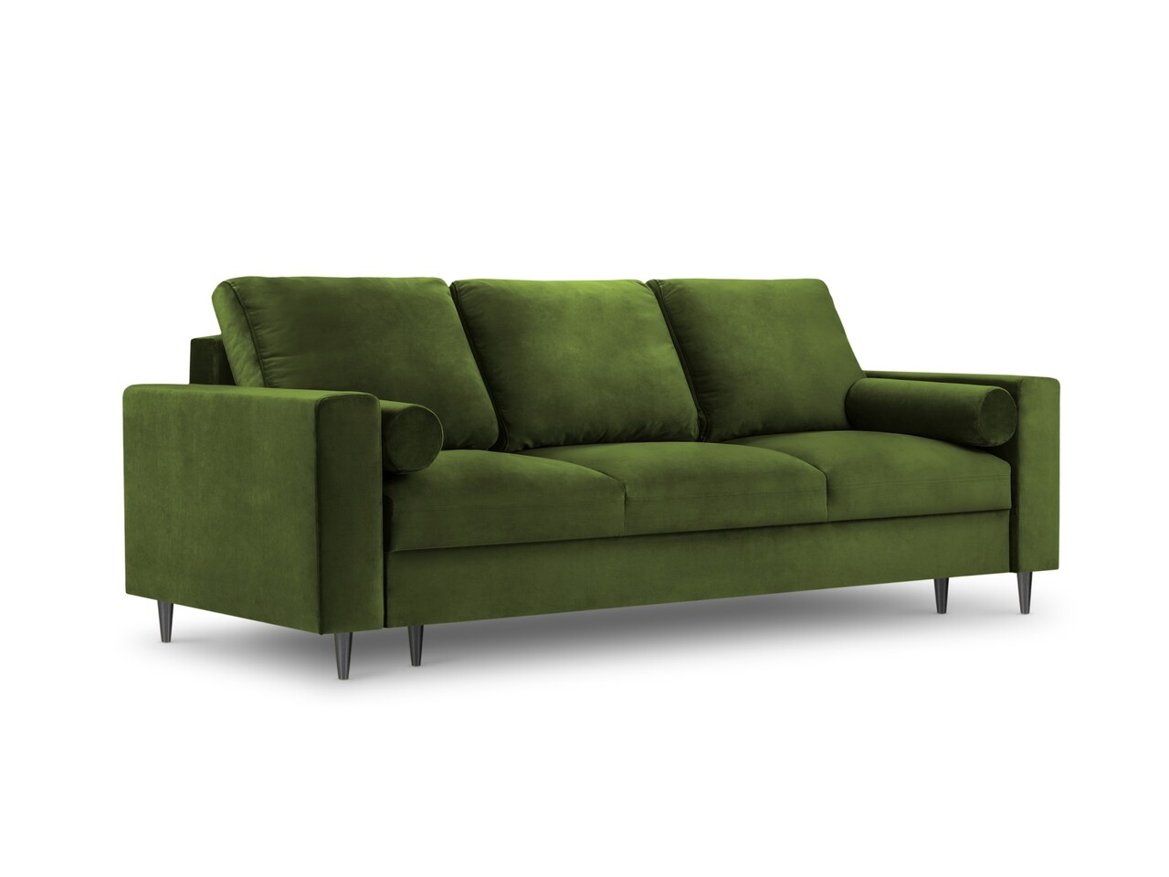 Mazzini Sofas Kanapéágy, Camellia, Mazzini Kanapék, 3 ülőhely, tárolódobozzal, 220x100x92 cm, bársony, zöld