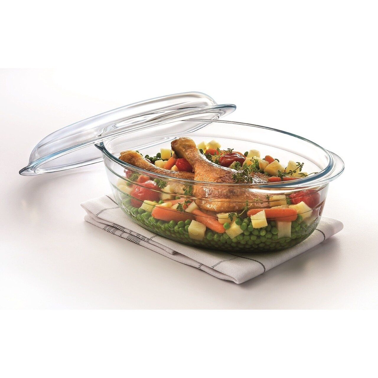 Vas Rotund Cu Capac, Pyrex, Essentials, 1.1 L, Sticla Termorezistenta