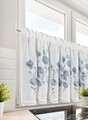 Eurofirany keresztfüggöny, Blue Flowers, 60x150 cm, poliészter, fehér / kék