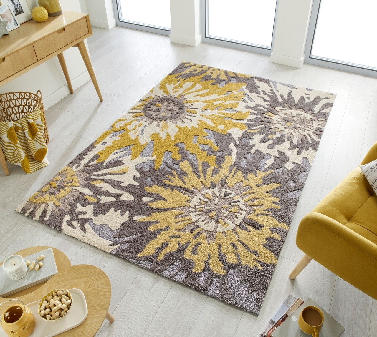 Flair rugs puha virágos szőnyeg, flair szőnyegek, 120 x 170 cm, poliészter, szürke / okker