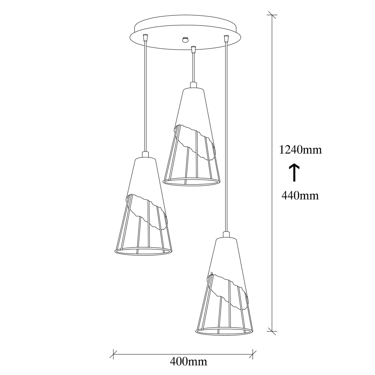 Sivani Tel MR - 962 Csillár, Opviq, 40 X 124 Cm, 3 X E27, 100W, Fekete