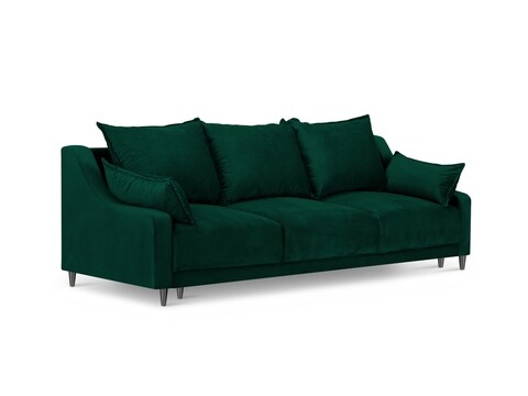 Kanapéágy, Lila, Mazzini Kanapék, 3 ülős, tárolódobozzal, 215x94x90 cm, bársony, üvegzöld