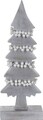 Karácsonyfa díszítés gyöngyökkel, 13x6x31 cm, mangófa, fehér / ezüst