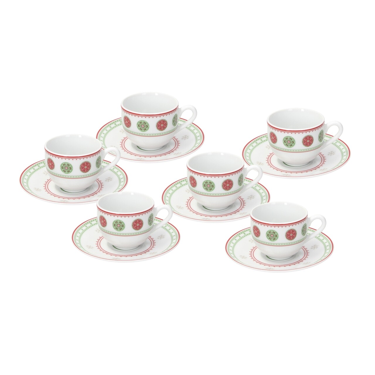 Olimpia Stelvio 6 db Csésze kistányérral, Tognana, 100 ml, porcelán, többszínű