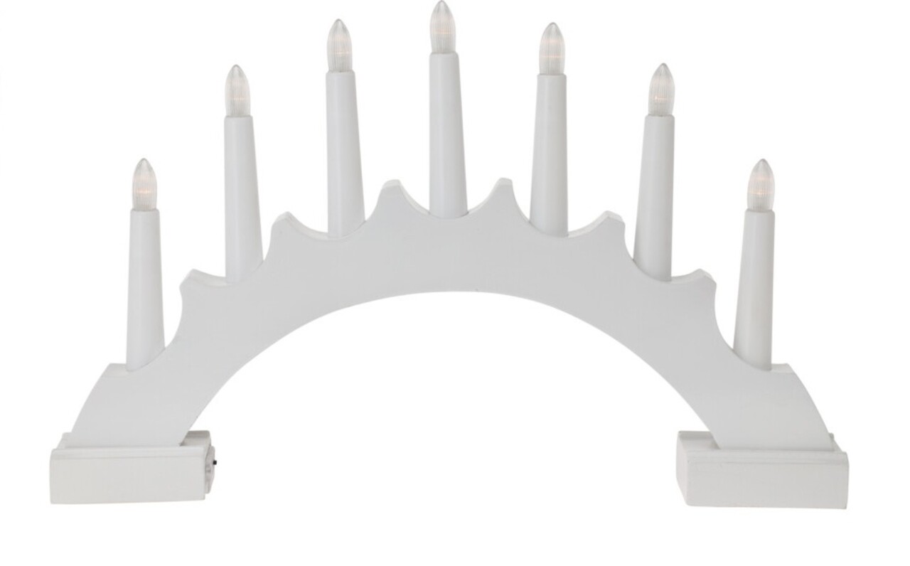 Candle Bridge round Fénydekoráció, 41.5x5.5x25.5 cm, 7 LED-el, fa, fehér