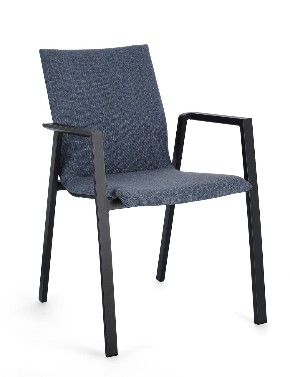 Odeon Kerti szék, Bizzotto, 55.5 x 60 x 83 cm, alumínium/textilén/ofelin, szénszürke/kék