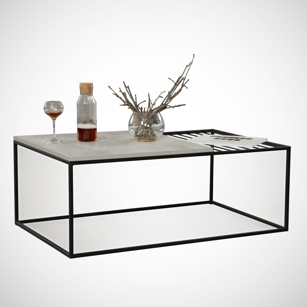 Zinus Sea Dohányzóasztal, Comforty, 95x55x43 cm, tölgyfaszín