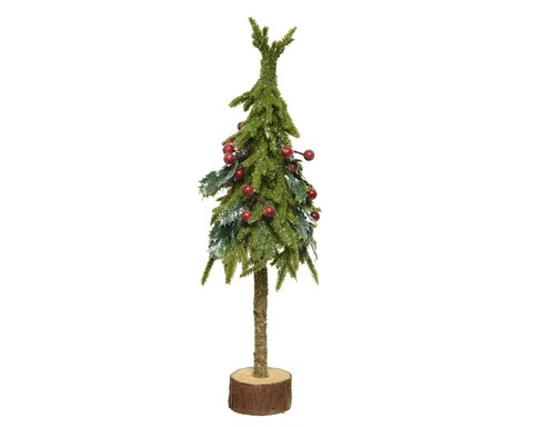 Mini tree w red berrie Dekoráció, Decoris, 12x35 cm, zöld / piros