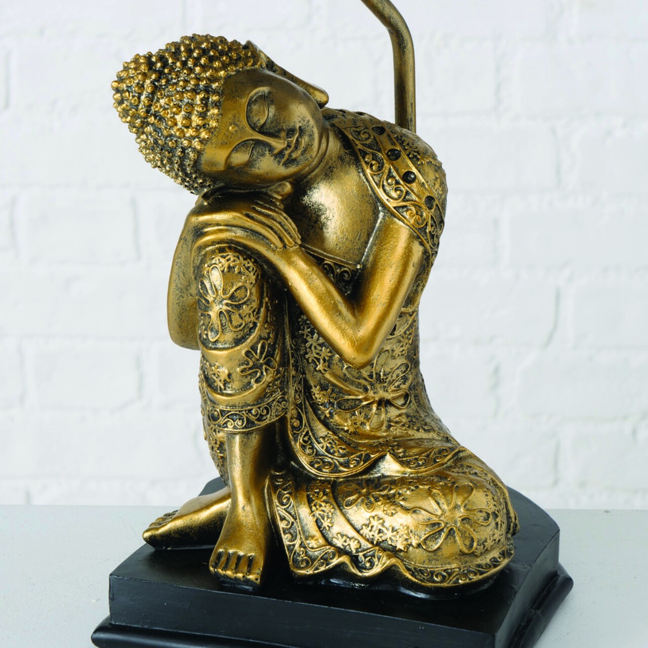 Buddha Asztali Lámpa, Boltze, 24x48 Cm, 1 X E27, 40W, Poligyanta, Aranyszín