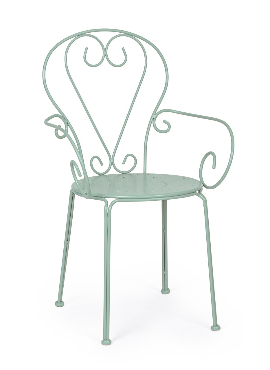 Etienne Kerti szék, Bizzotto, 49 x 49 x 89 cm, acél , halvány zöld