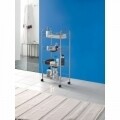 Carucior cu 4 rafturi bucatarie/baie, Ascona, Metaltex, metal/invelis Polytherm, argintiu