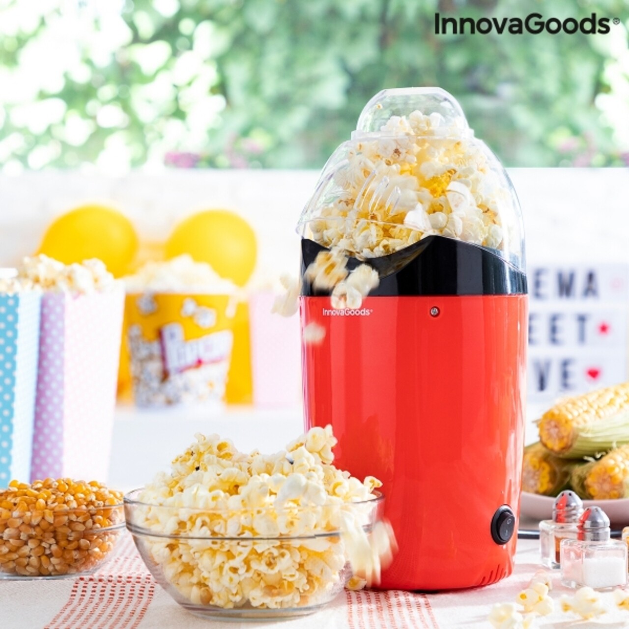 Popcot InnovaGoods Forrólevegős popcornkészítő, 1200W, Ø13.5 x 29 cm