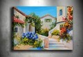 3D Mediterranean Village dekoratív festmény, középső festmény, 50x70 cm, vászon, tarka