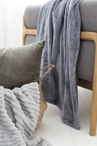Mistral Flannel kockás kombinált takaró, Deep Denim, 130x170 cm, 100% poliészter, sötétkék