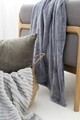 Mistral Flannel kockás kombinált takaró, Deep Denim, 130x170 cm, 100% poliészter, sötétkék