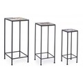 Set 3 masute de cafea pentru gradina, Paloma Square, Bizzotto, 28x28x68 cm, otel/ceramica