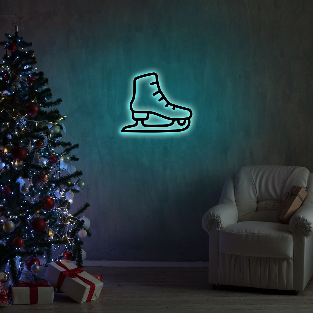 Ice-Skate 2 Fali lámpa, Neon Graph, 25x21 cm, kék