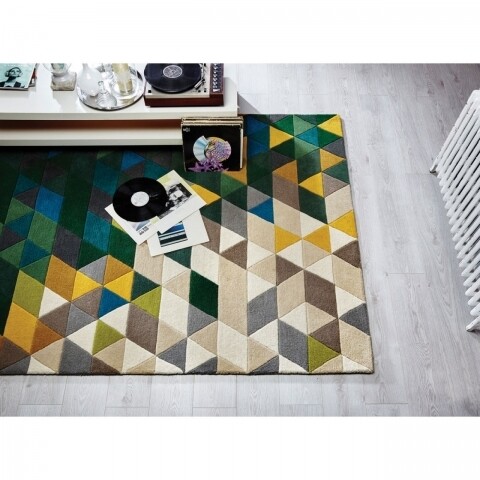 Illusion Prism Green / Multi szőnyeg, Flair Szőnyegek, 160 x 220 cm, 100% gyapjú, többszínű