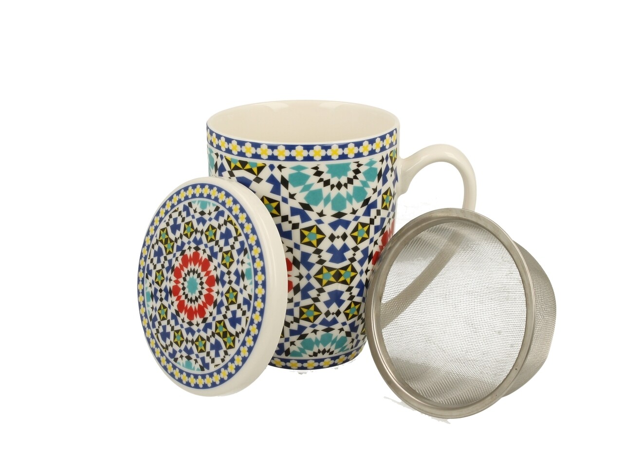 DUO Csésze szűrővel, Marokkó, 420 ml, porcelán, többszínű