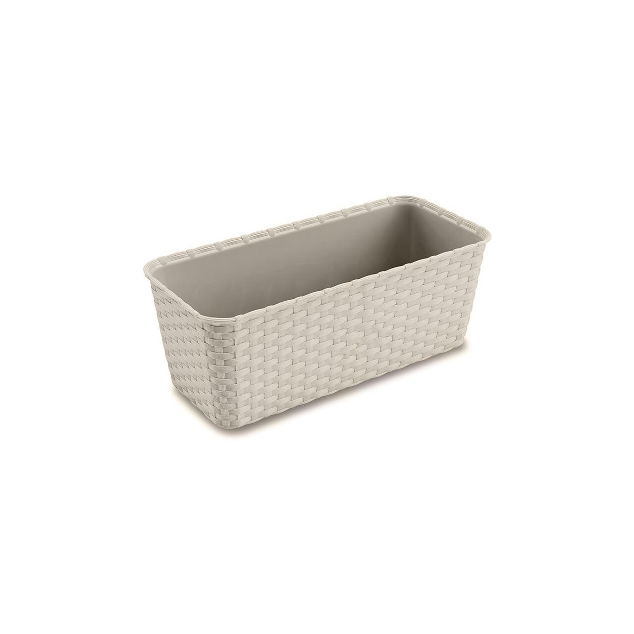 Jardiniera Rattan 50 Cm, Plastic, Alb