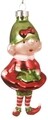 Elf w hat green Díszgömb, Decoris, 5.1x5.1x13.3 cm, üveg, színes