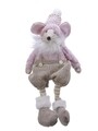 Mouse in pants w dangling legs Dekoráció, 13x7x33 cm, poliészter, többszínű