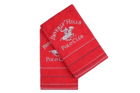 Beverly Hills Polo Club 2 db Kéztörlő, Red, 50 x 100 cm, 100% pamut