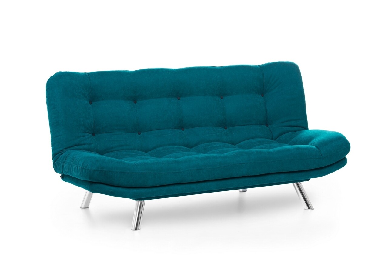 Misa Sofabed Kihúzható Kanapé, Futon, 3 Személyes, 198x128 Cm, Fém, Zöld