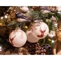 3 db rénszarvas gyapjú fehér gömb, Decoris, Ø8 cm, üveg, fehér