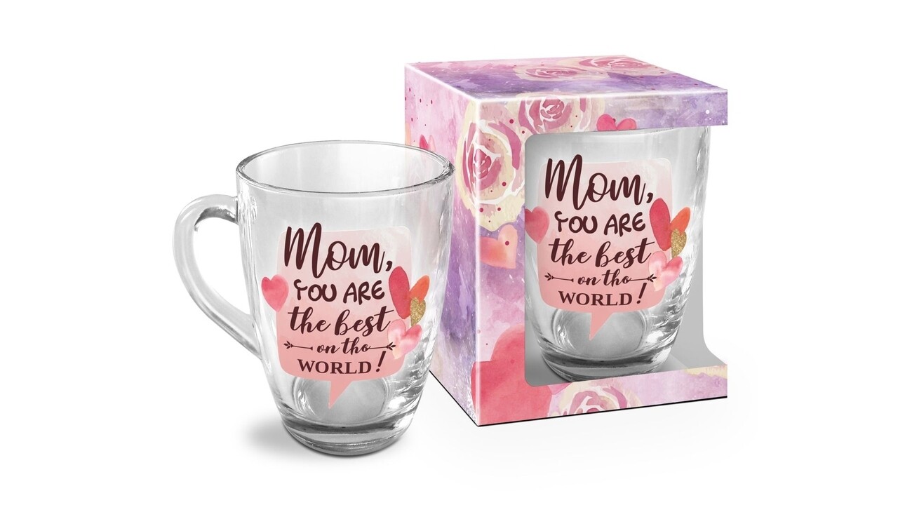 Csésze Mom, the Best in the world, 350 ml-es, üveg