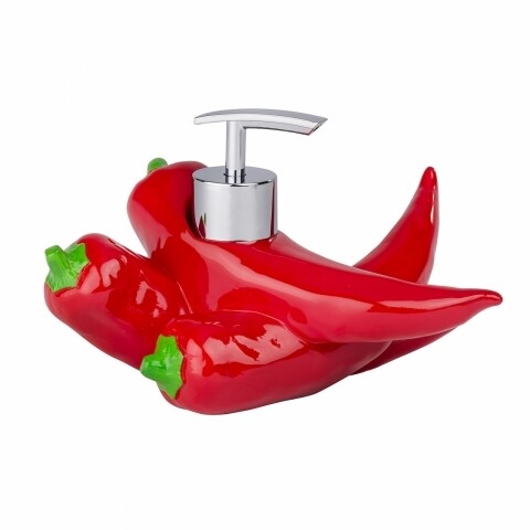 Hot Pepper szappanadagoló, Weko, 11 x 16,5 cm, polirezin / ABS, piros / zöld