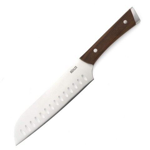 Muhler santoku kés, MR-2518SS, 18 cm, rozsdamentes acél / kőrisfa