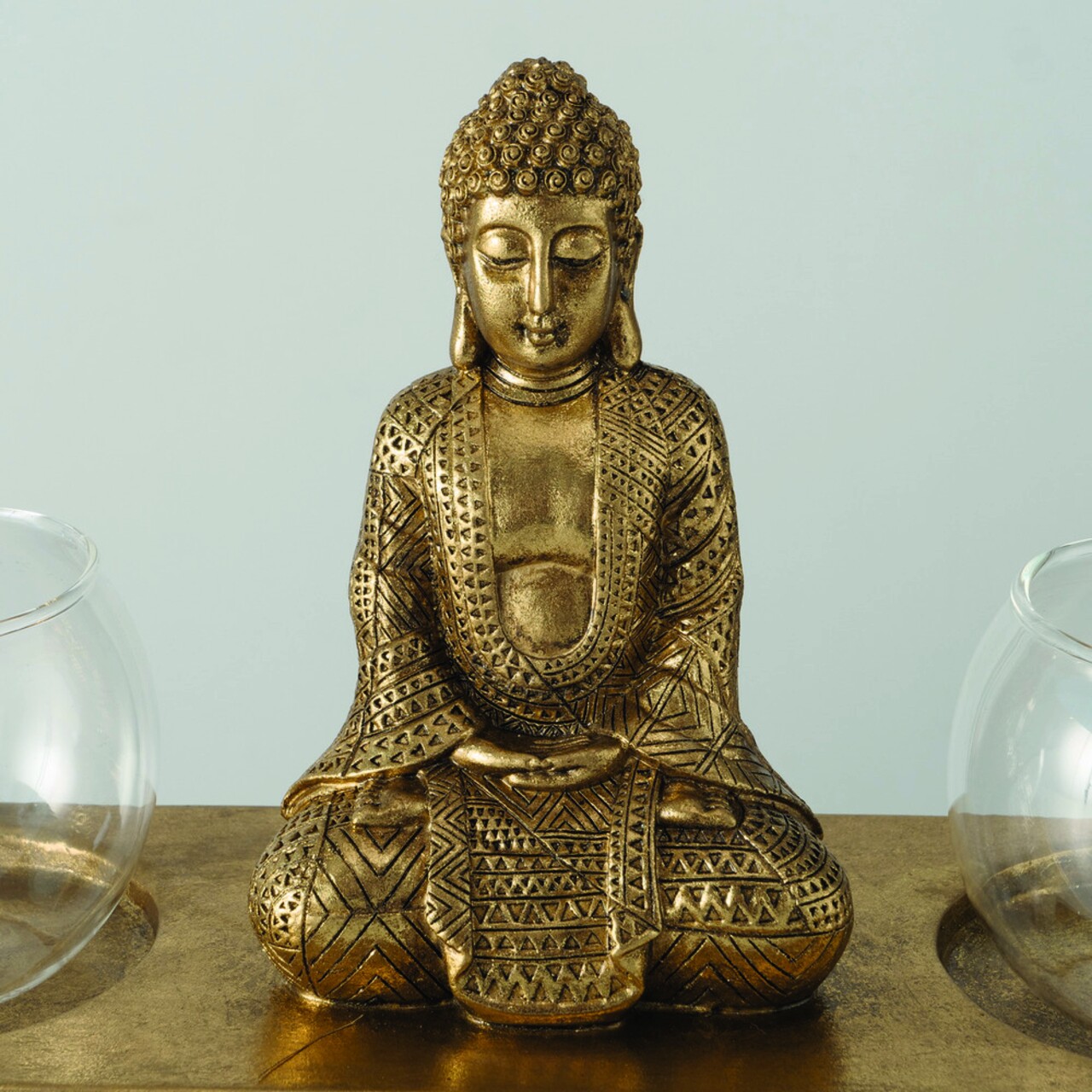 Jarven Buddha Gyertyatartó, Boltze, 30x10x16 Cmm, Poligyanta, Aranyszín