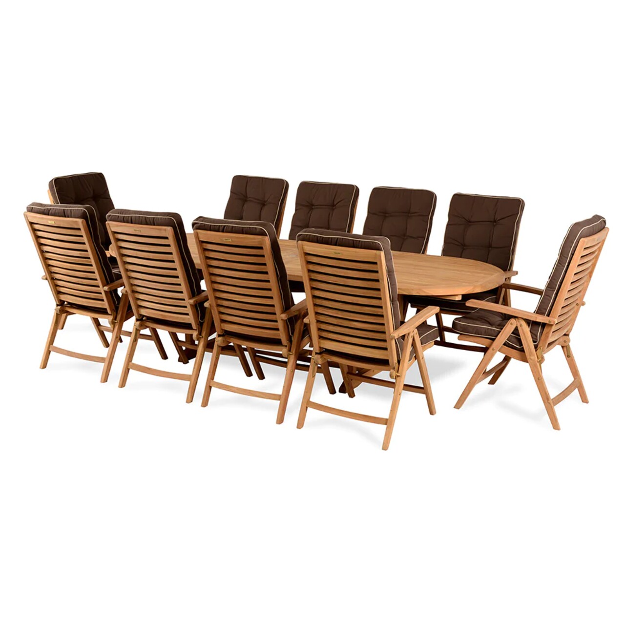 Maison tropical 10 db szék állítható háttámlával és kihúzható szék, fa, természetes/barna