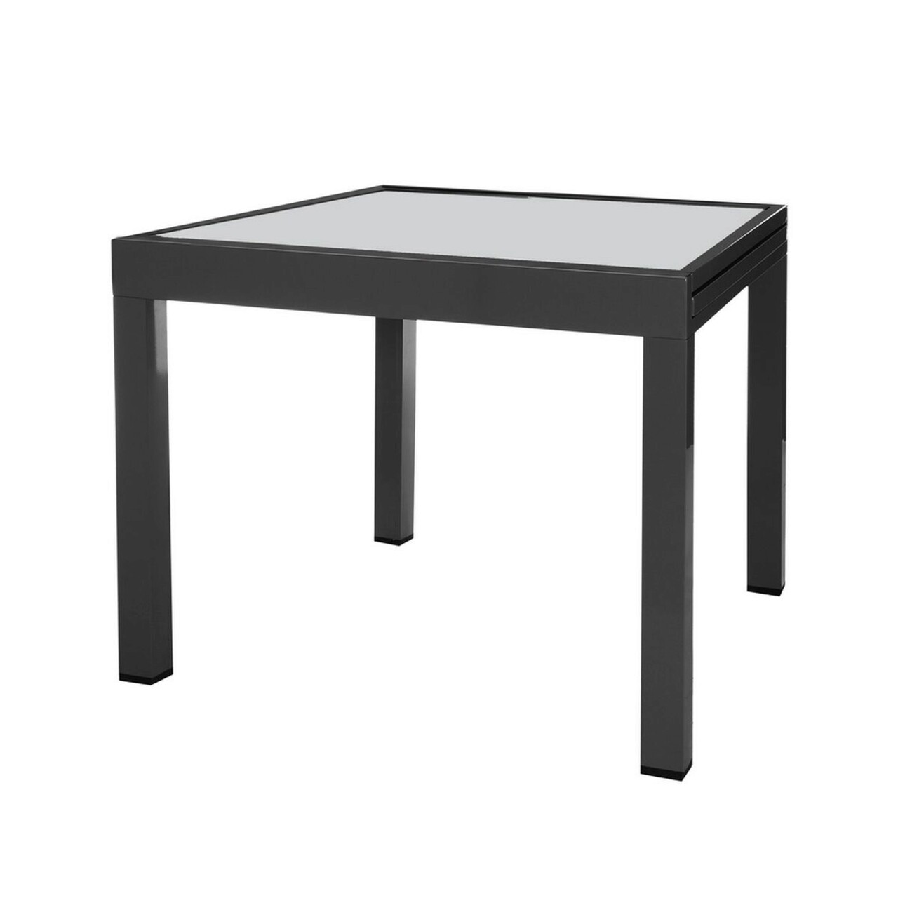 BigBuy Home Thais Kihúzható asztal, 80-160 x 80 x 74 cm, alumínium/edzett üveg, grafitszürke