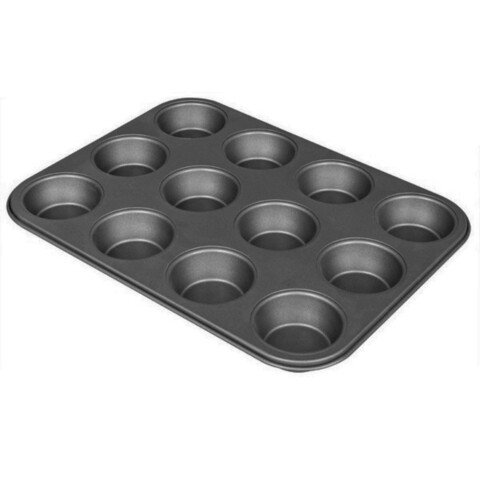 Muhler tepsi, MR-4013, tapadásmentes szénacél, 35 x 26,5 cm, szürke, 12 muffin