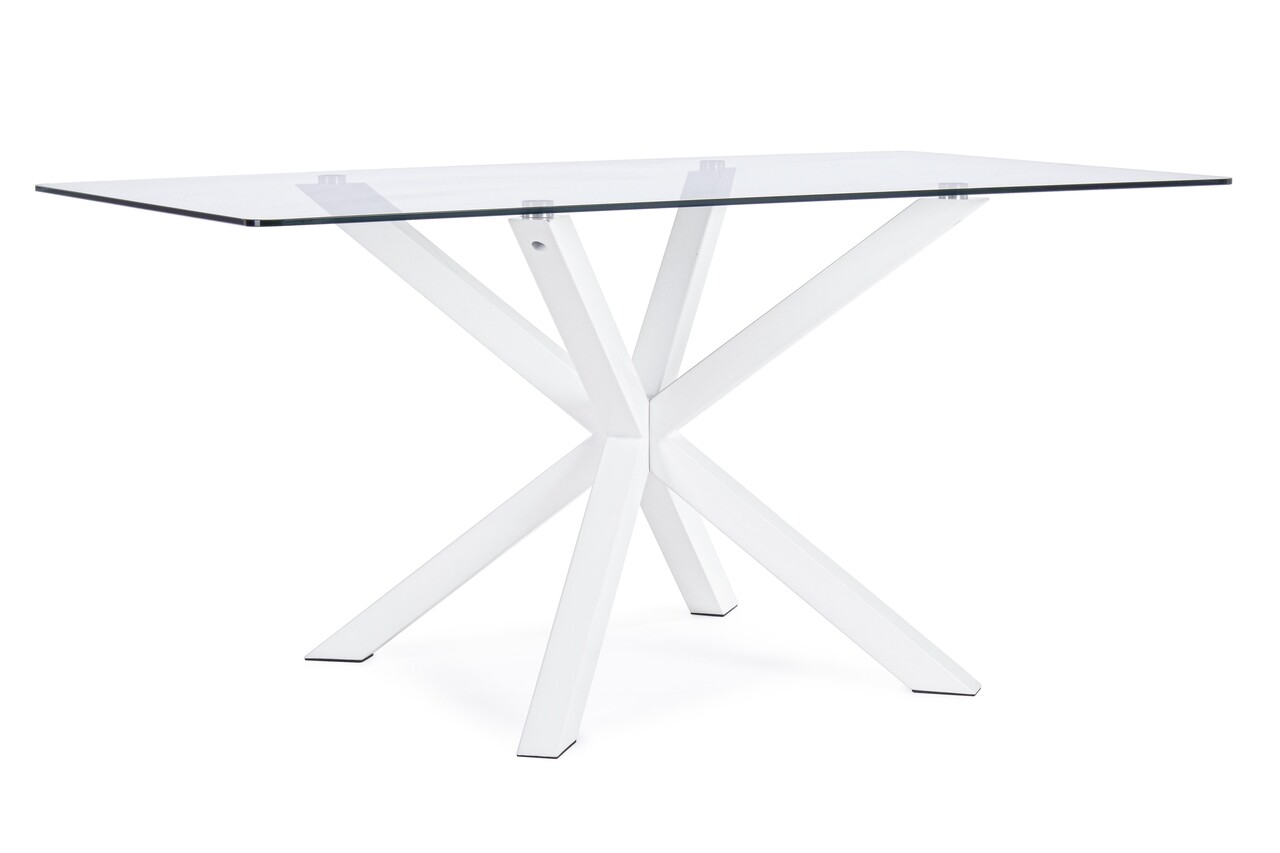May asztal, bizzotto, 160 x 90 x 76 cm, fém/edzett üveg, fehér