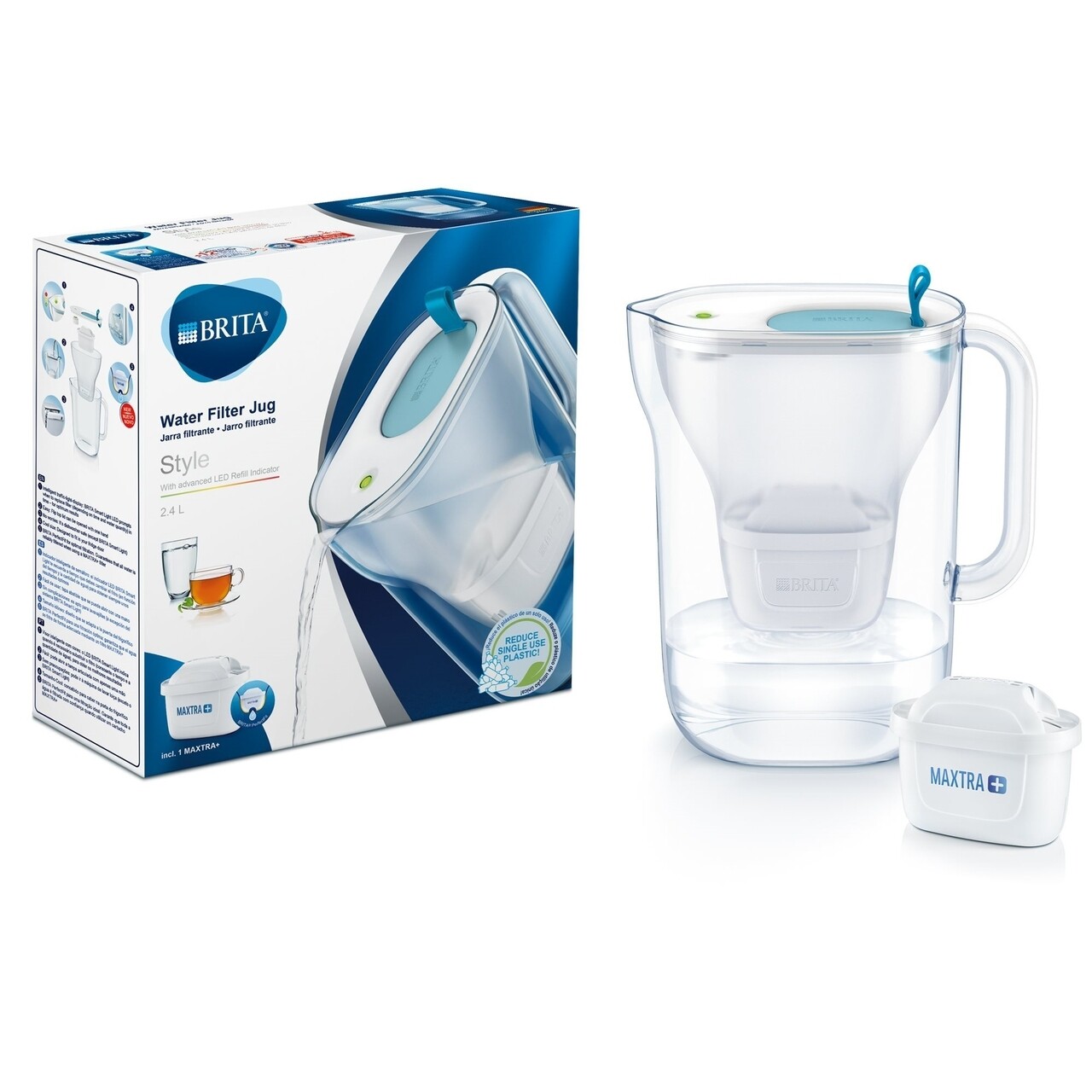 Brita Vízszűrő Kancsó, Style MAXTRA+, Műanyag, 2.4 L, Kék