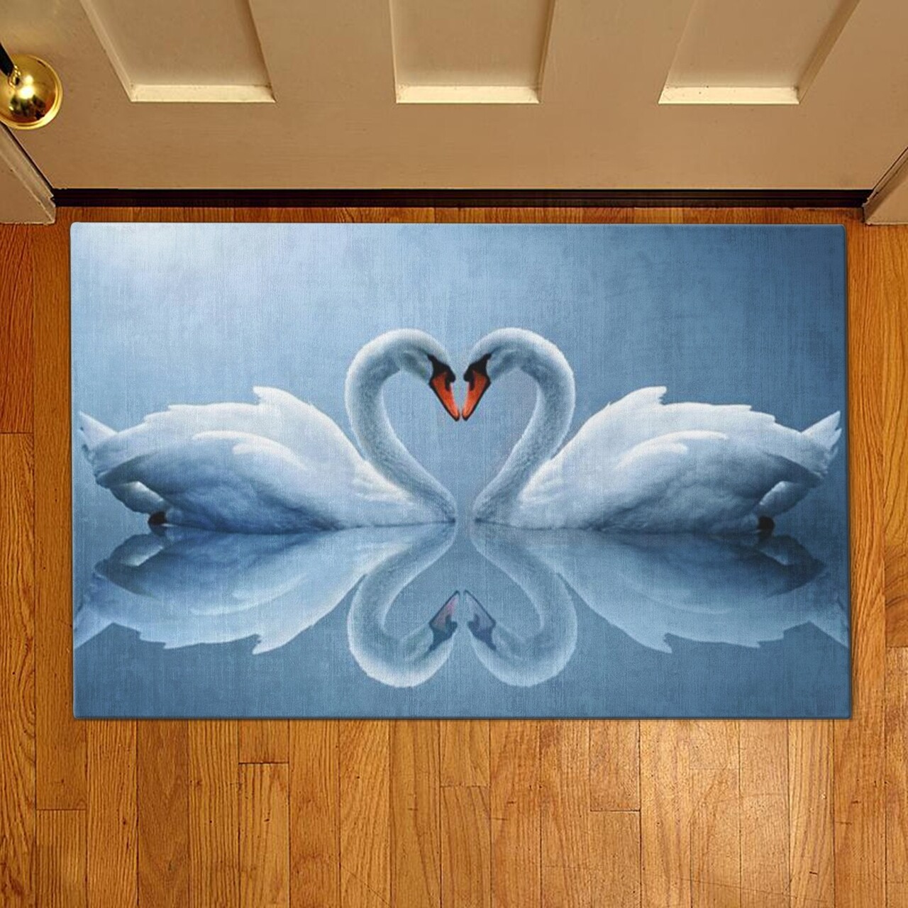 Swans bejárati szőnyeg, Casberg, 38x58 cm, poliészter, fehér/kék