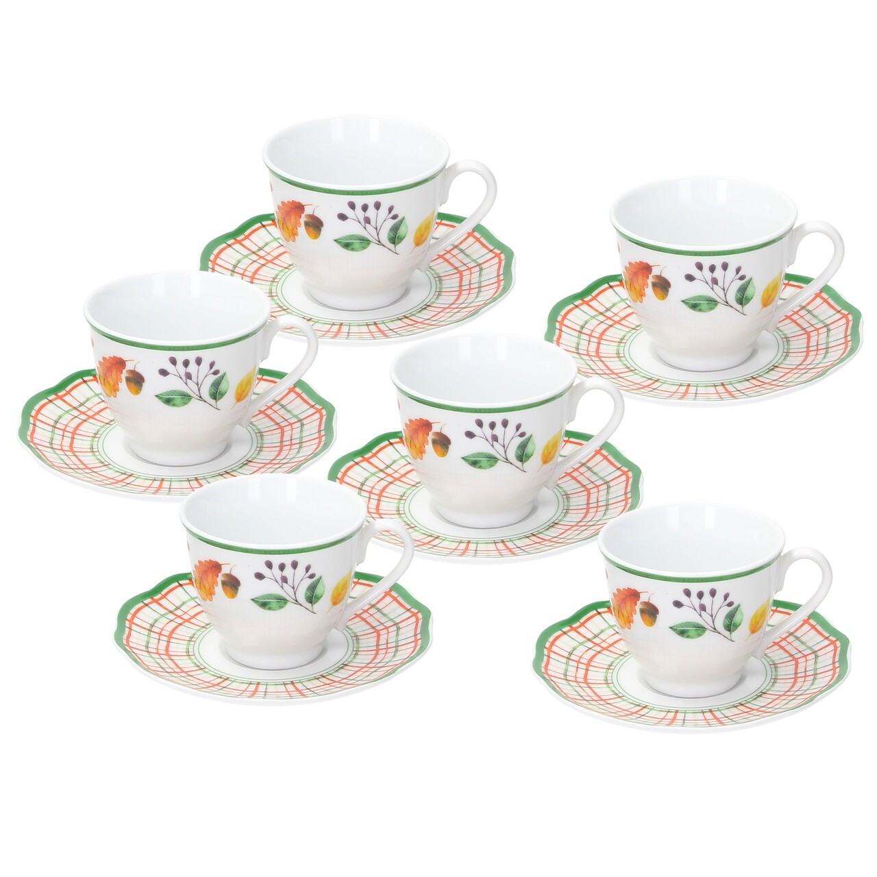 Cappettata Biancospino 6 Db Csésze Kistányérral, Tognana, 95 Ml, Porcelán, Többszínű