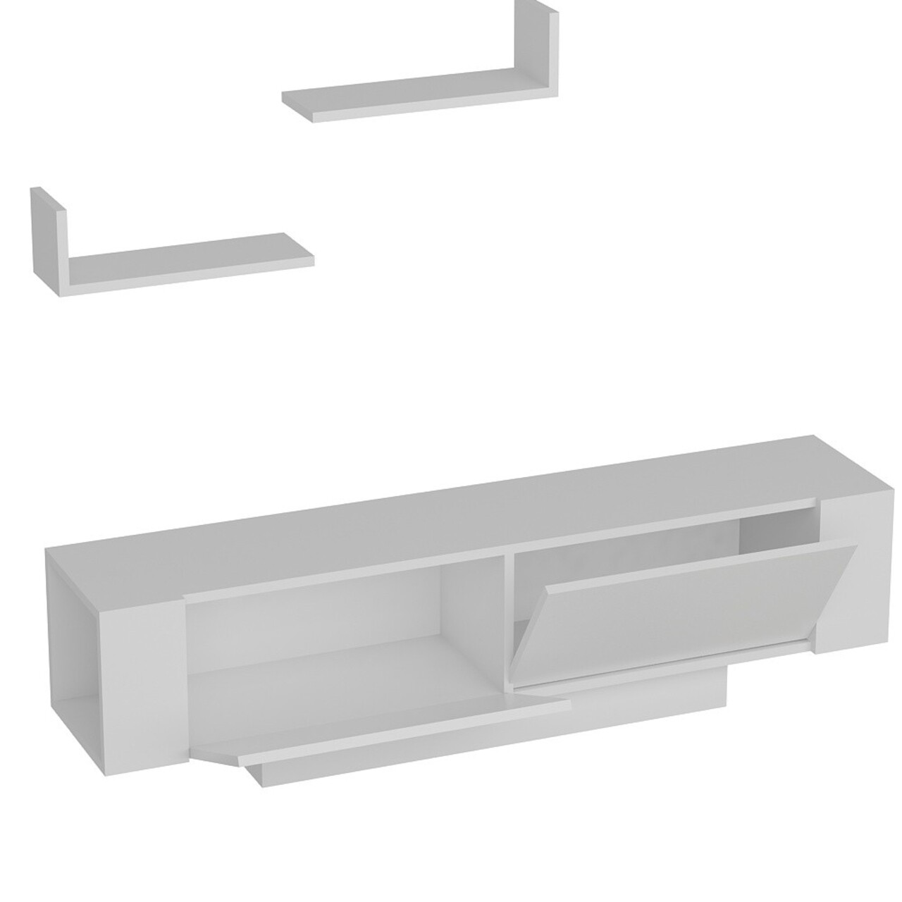 Ekol TV Komód 2 Polccal, Decorotika, 150x31,5x40 Cm, Fehér