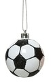 Football Gömb, díszített, 6,4x7,3x9,6 cm, műanyag, fehér / fekete